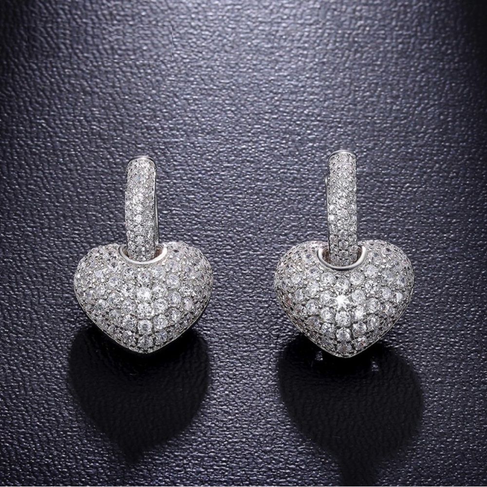 CZ Convertible Heart Earrings